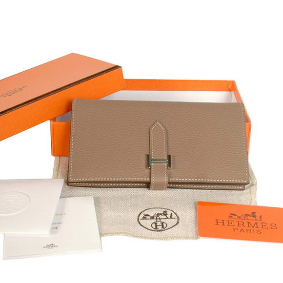 High Quality Hermes Bearn Japonaise Original Leather Wallet H8022 Grey Fake - Click Image to Close